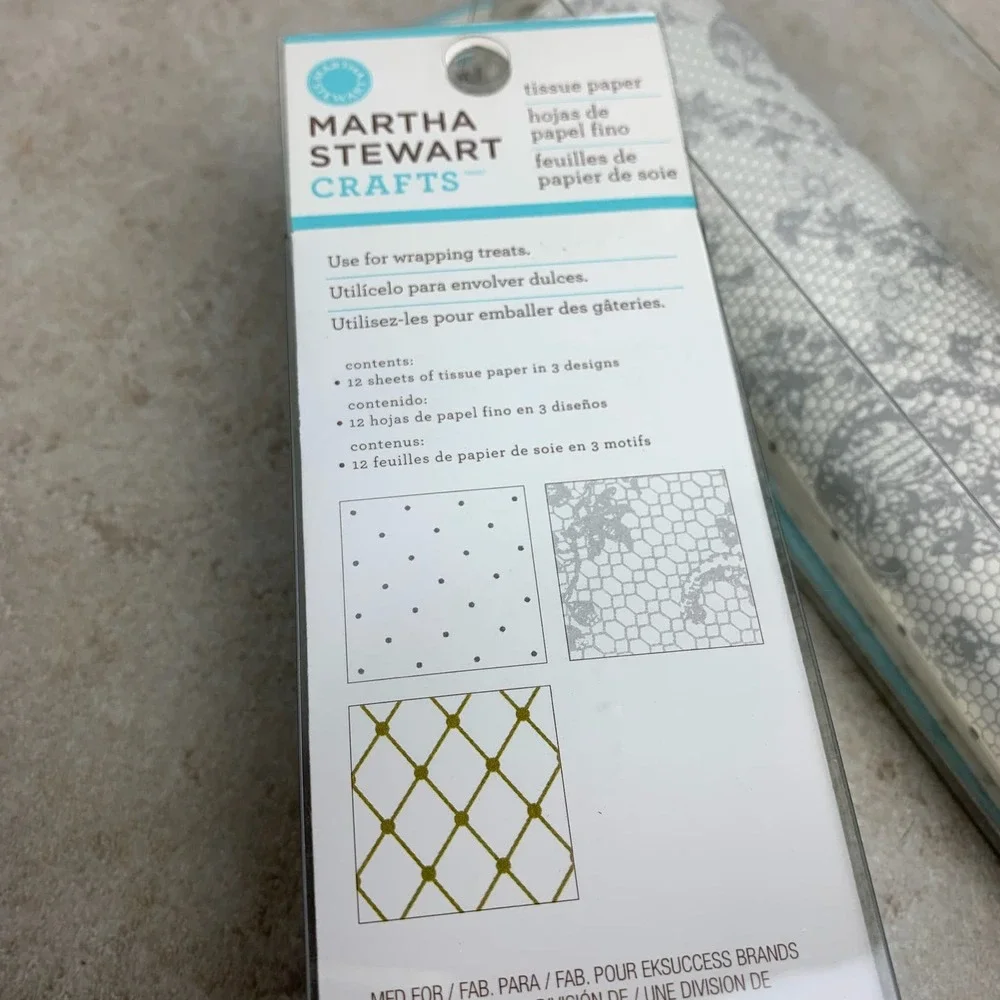 2x Martha Stewart Crafts Food Safe Tissue Paper — 3 Designs 24 Sheets Doily Lace